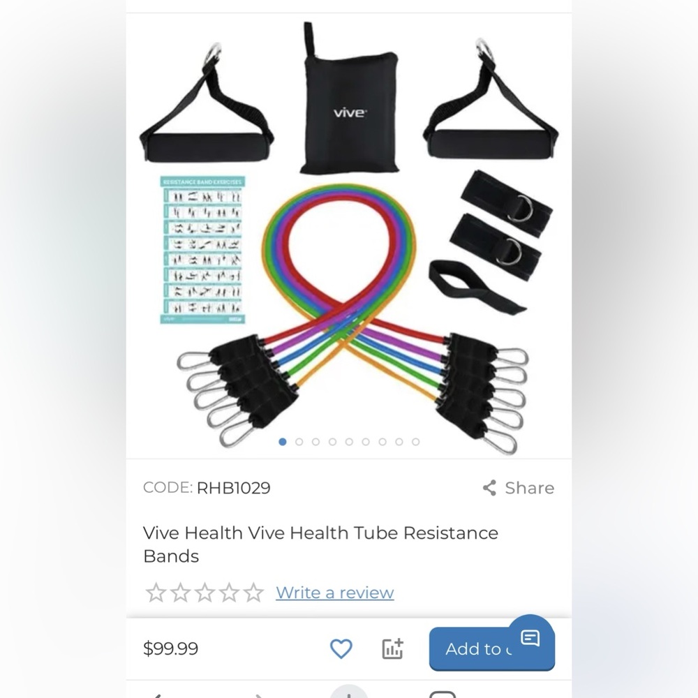 Vive Health Rainbow Resistance Tube Bands Set